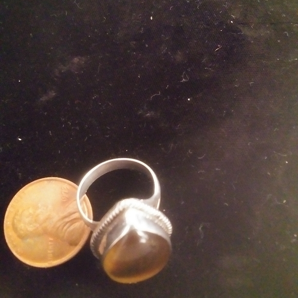 Tiger eye tear drop sterling ring - Picture 3 of 3